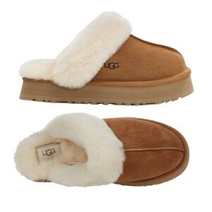 Authentic UGG Soft Disquette Platform Slippers Sand Women's Shoes 1122550